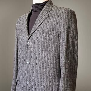 Vintage Harris Wool Tweed Blazer 38R Mod Jacket 1950s Grey 3 Button Sport Coat